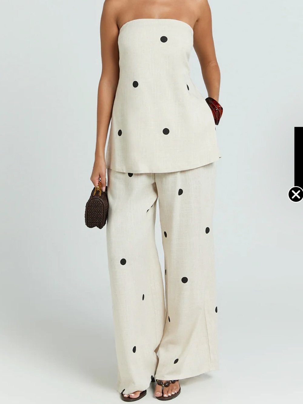 NWOT Showpo Beige Polka Dot Two-Piece Pant Set - Picture 3 of 8
